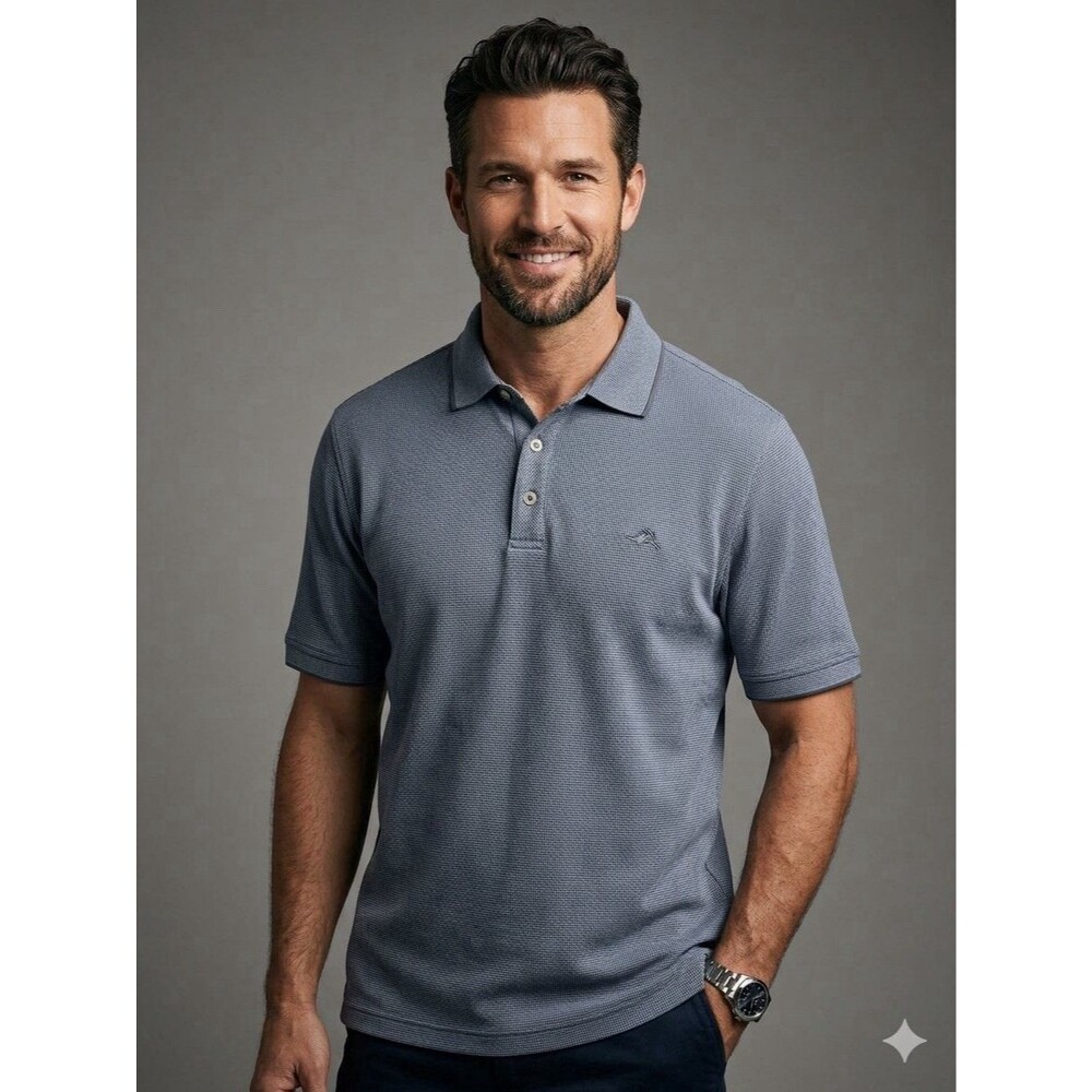 Tommy Bahama Men’s Gray And Blue Short Sleeved Textured Shirt Size Large